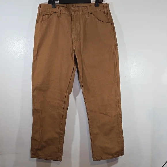 Dickies Men's Heavyweight Cotton Brown Carpenter Pants 36 x 30 - Picture 3 of 10